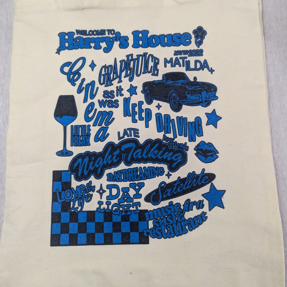 Harry's House Graphic Tote Bag - Blue and Cream